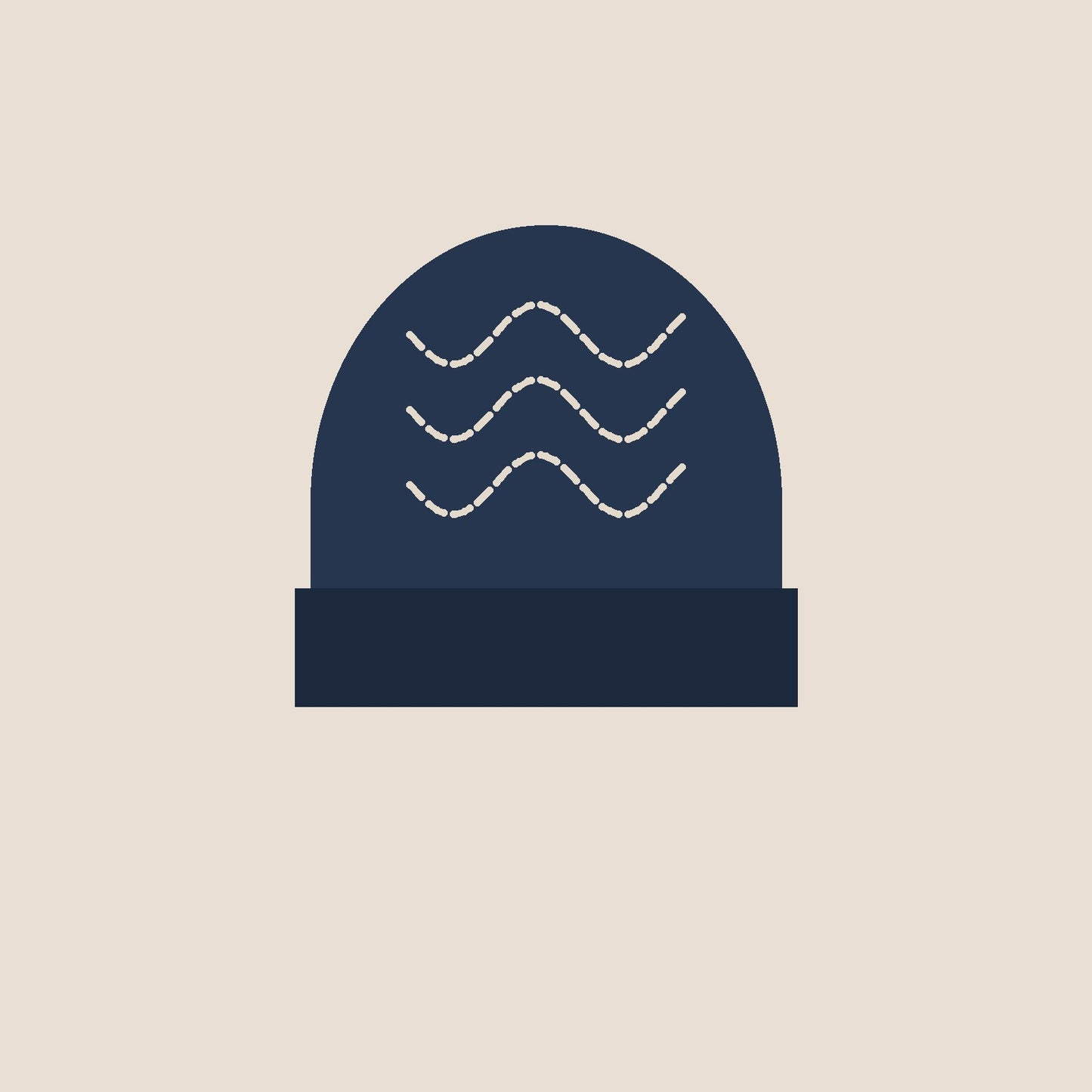 Harbor Beanie in navy, waves stitched in two thread colours