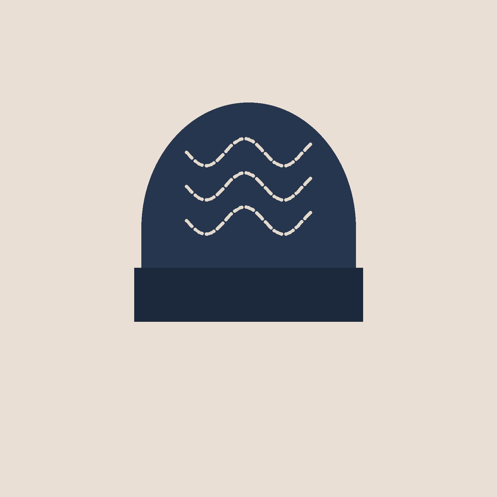 Harbor Beanie in navy, waves stitched in two thread colours