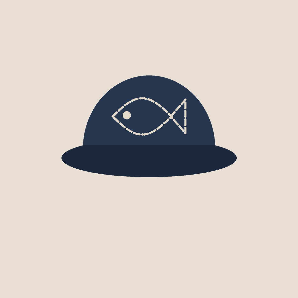 Harbor Dad Cap in navy, trout stitched in two thread colours